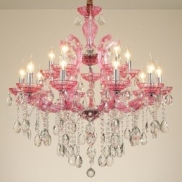 Multi Colours 18 (12+6) Licht Luxe Kristallen Kaars Kroonluchter met Helder Kristal
