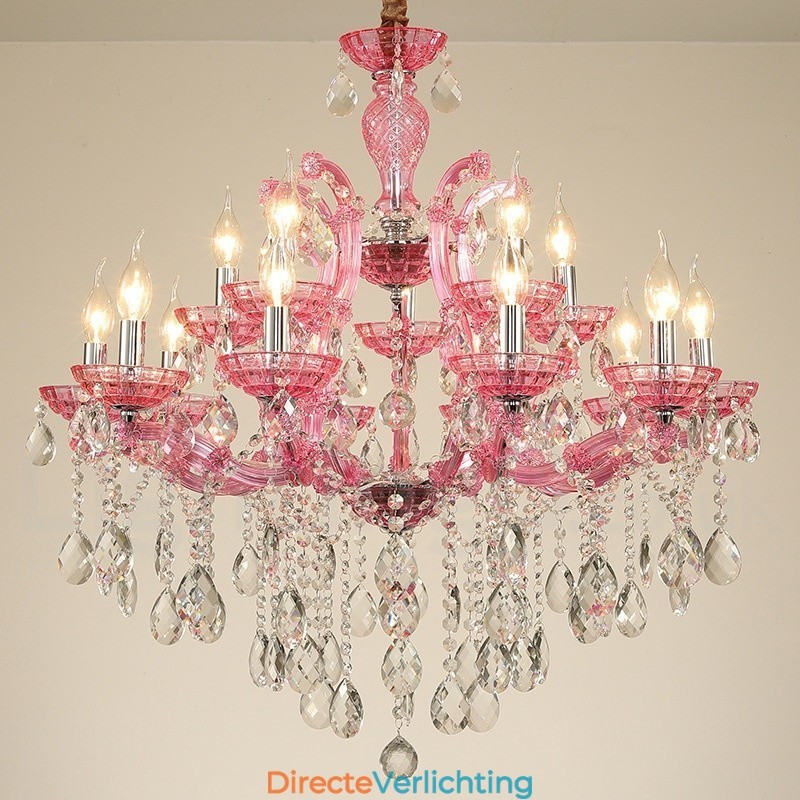 Multi Colours 18 (12+6) Licht Luxe Kristallen Kaars Kroonluchter met Helder Kristal