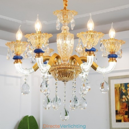 6-lichts moderne eigentijdse champagne kaars kroonluchter met kristal 6-lichts moderne eigentijdse champagne kaars kroonluchter met kristal