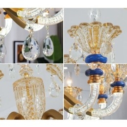 6-lichts moderne eigentijdse champagne kaars kroonluchter met kristal