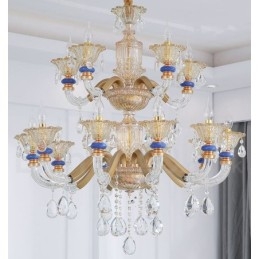 15 (10+5) Lichte moderne eigentijdse champagne kaars kroonluchter met kristal