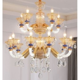 15 (10+5) Lichte moderne eigentijdse champagne kaars kroonluchter met kristal