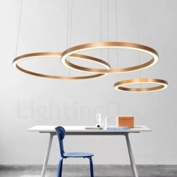 Wi-Fi Smart Dimbare Goud Rose Goud Moderne Hedendaagse 3 Ringen Licht Aluminiumlegering Hanglamp met Acryl Kap