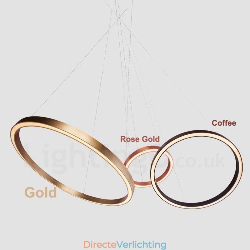 Wi-Fi Smart Dimbare Goud Rose Goud Moderne Hedendaagse 3 Ringen Licht Aluminiumlegering Hanglamp met Acryl Kap