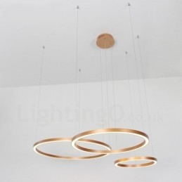 Wi-Fi Smart Dimbare Goud Rose Goud Moderne Hedendaagse 3 Ringen Licht Aluminiumlegering Hanglamp met Acryl Kap