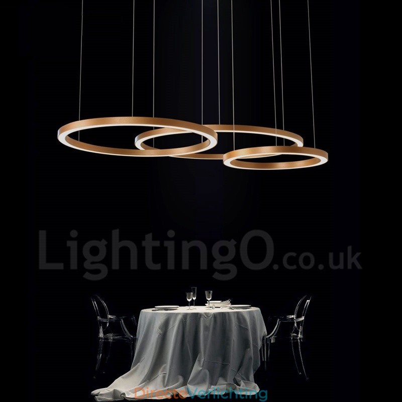 Wi-Fi Smart Dimbare Goud Rose Goud Moderne Hedendaagse 3 Ringen Licht Aluminiumlegering Hanglamp met Acryl Kap