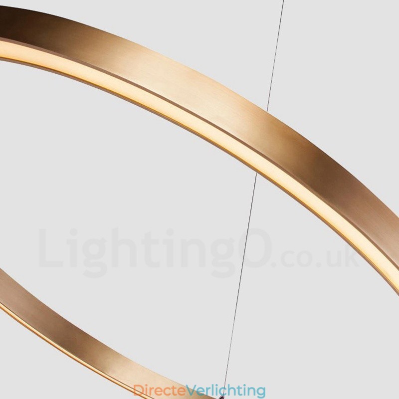 Wi-Fi Smart Dimbare Goud Rose Goud Moderne Hedendaagse 3 Ringen Licht Aluminiumlegering Hanglamp met Acryl Kap