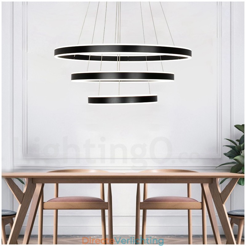 Dimbare Wi-Fi Smart 3 Ringen Twee Strips Moderne Hedendaagse Hanglamp met Acryl Kap