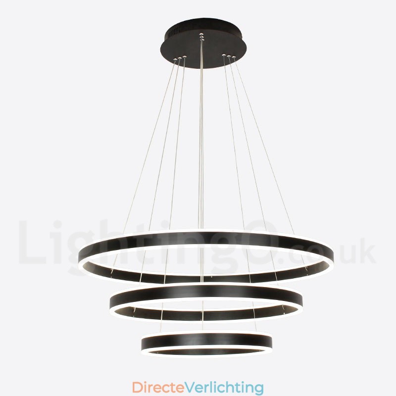 Dimbare Wi-Fi Smart 3 Ringen Twee Strips Moderne Hedendaagse Hanglamp met Acryl Kap