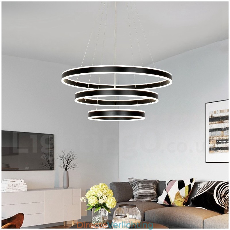 Dimbare Wi-Fi Smart 3 Ringen Twee Strips Moderne Hedendaagse Hanglamp met Acryl Kap