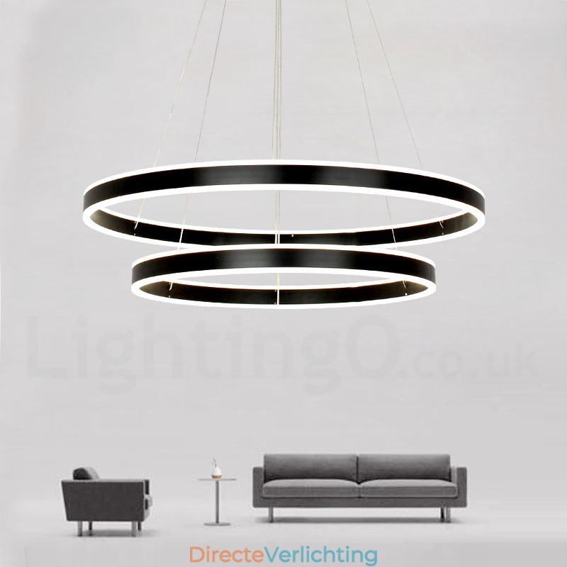 Dimbare Wi-Fi Smart 3 Ringen Twee Strips Moderne Hedendaagse Hanglamp met Acryl Kap