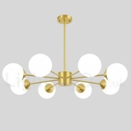 8-lichts kroonluchter van puur messing in Noord-Europa, moderne hanglamp met metalen moleculen