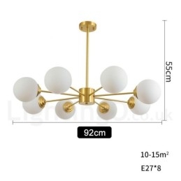 8-lichts kroonluchter van puur messing in Noord-Europa, moderne hanglamp met metalen moleculen
