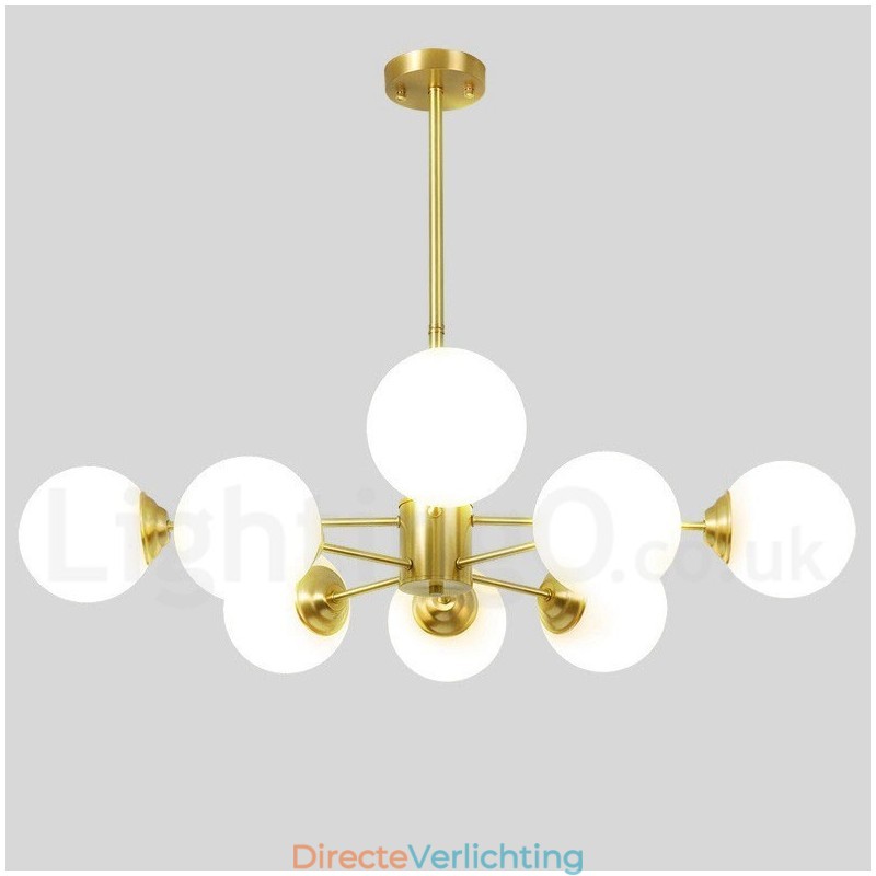 8-lichts (4+4-lichts) tweelaags puur messing Noord-Europese bonenkroonluchter moderne metalen moleculen hanglamp