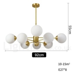 8-lichts (4+4-lichts) tweelaags puur messing Noord-Europese bonenkroonluchter moderne metalen moleculen hanglamp