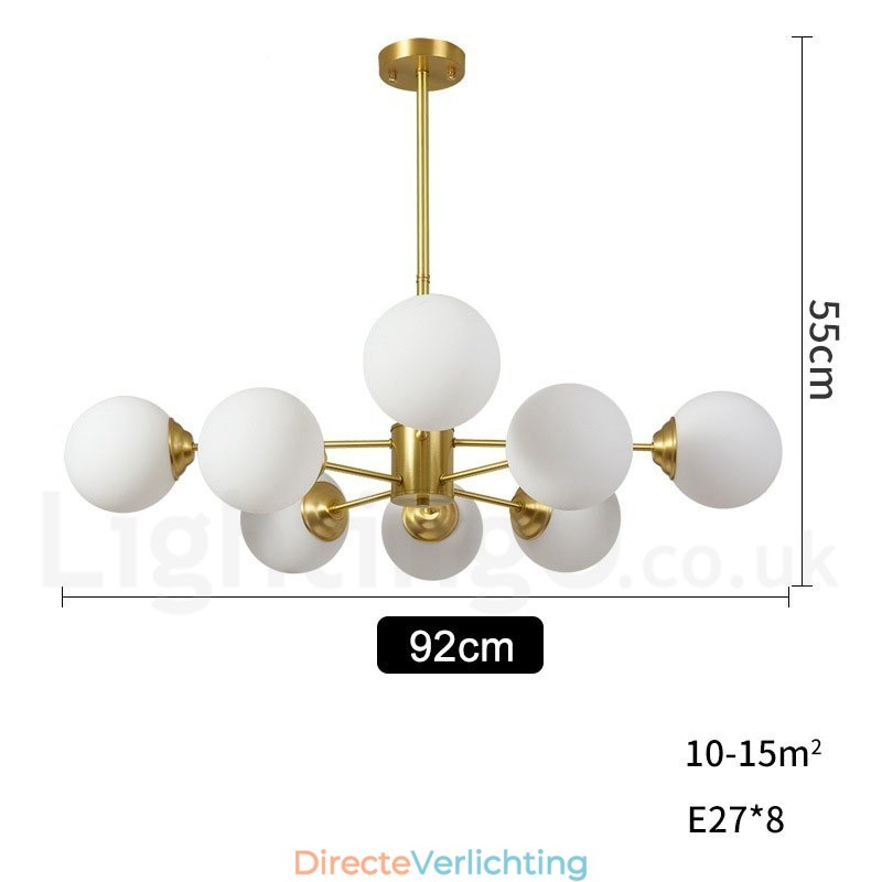 8-lichts (4+4-lichts) tweelaags puur messing Noord-Europese bonenkroonluchter moderne metalen moleculen hanglamp