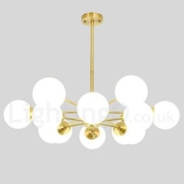 12 Licht (6+6 Licht) Twee Niveaus Puur Messing Noord-Europese Bonen Kroonluchter Moderne Metalen Moleculen Hanglamp