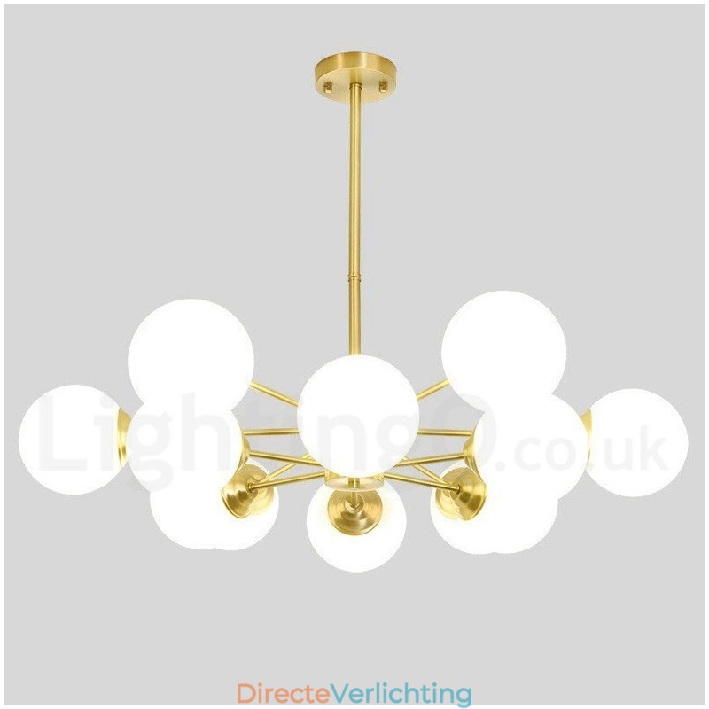 12 Licht (6+6 Licht) Twee Niveaus Puur Messing Noord-Europese Bonen Kroonluchter Moderne Metalen Moleculen Hanglamp
