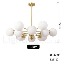 12 Licht (6+6 Licht) Twee Niveaus Puur Messing Noord-Europese Bonen Kroonluchter Moderne Metalen Moleculen Hanglamp