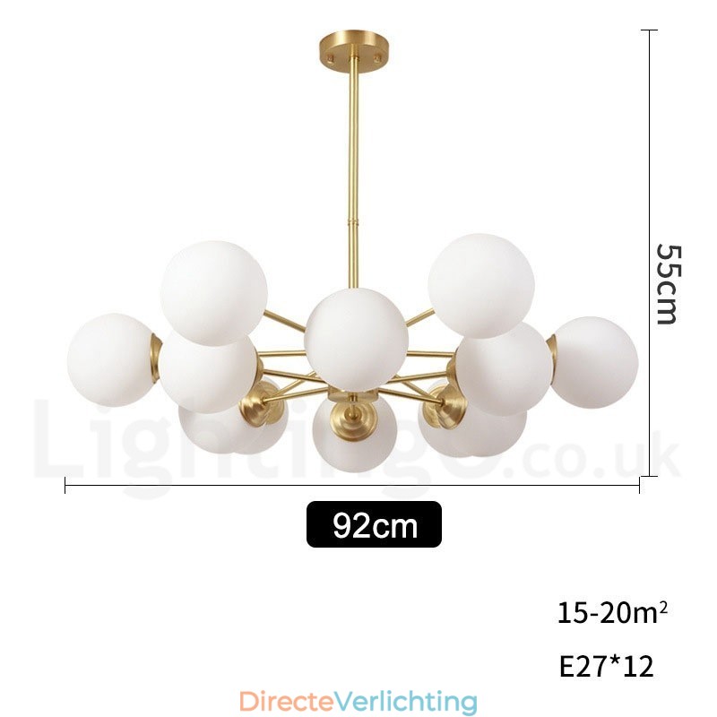 12 Licht (6+6 Licht) Twee Niveaus Puur Messing Noord-Europese Bonen Kroonluchter Moderne Metalen Moleculen Hanglamp