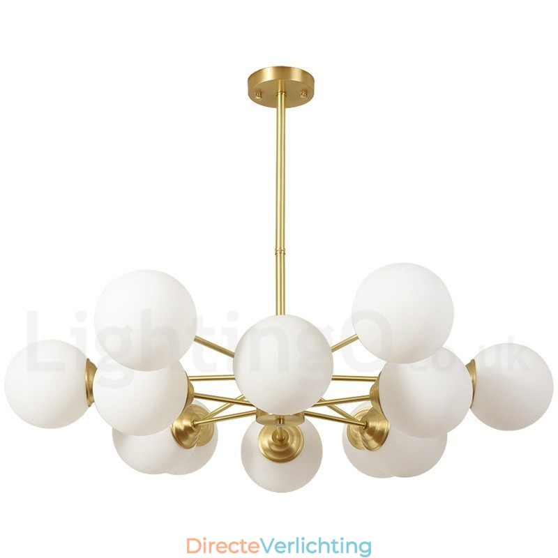 12 Licht (6+6 Licht) Twee Niveaus Puur Messing Noord-Europese Bonen Kroonluchter Moderne Metalen Moleculen Hanglamp