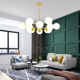 12 Licht (6+6 Licht) Twee Niveaus Puur Messing Noord-Europese Bonen Kroonluchter Moderne Metalen Moleculen Hanglamp