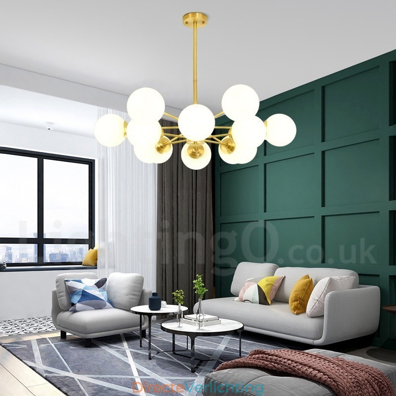 12 Licht (6+6 Licht) Twee Niveaus Puur Messing Noord-Europese Bonen Kroonluchter Moderne Metalen Moleculen Hanglamp