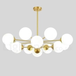 12 Licht (8+4 Licht) Twee Niveaus Puur Messing Noord-Europese Bonen Kroonluchter Moderne Metalen Moleculen Hanglamp