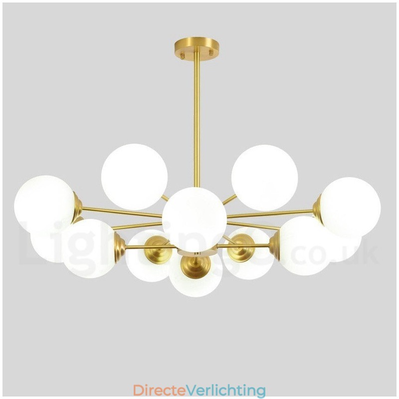 12 Licht (8+4 Licht) Twee Niveaus Puur Messing Noord-Europese Bonen Kroonluchter Moderne Metalen Moleculen Hanglamp