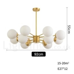 12 Licht (8+4 Licht) Twee Niveaus Puur Messing Noord-Europese Bonen Kroonluchter Moderne Metalen Moleculen Hanglamp