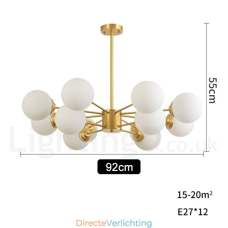 12 Licht (8+4 Licht) Twee Niveaus Puur Messing Noord-Europese Bonen Kroonluchter Moderne Metalen Moleculen Hanglamp