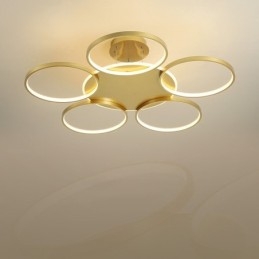 Goudkleurige moderne eigentijdse Scandinavische stijl cirkelvormige plafondkroonluchter met afstandsbediening, kan ook als wandlamp worden gebruikt