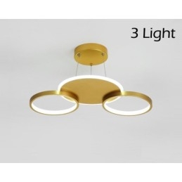 Goudkleurige moderne eigentijdse Scandinavische stijl cirkelvormige plafondkroonluchter met afstandsbediening, kan ook als wandlamp worden gebruikt