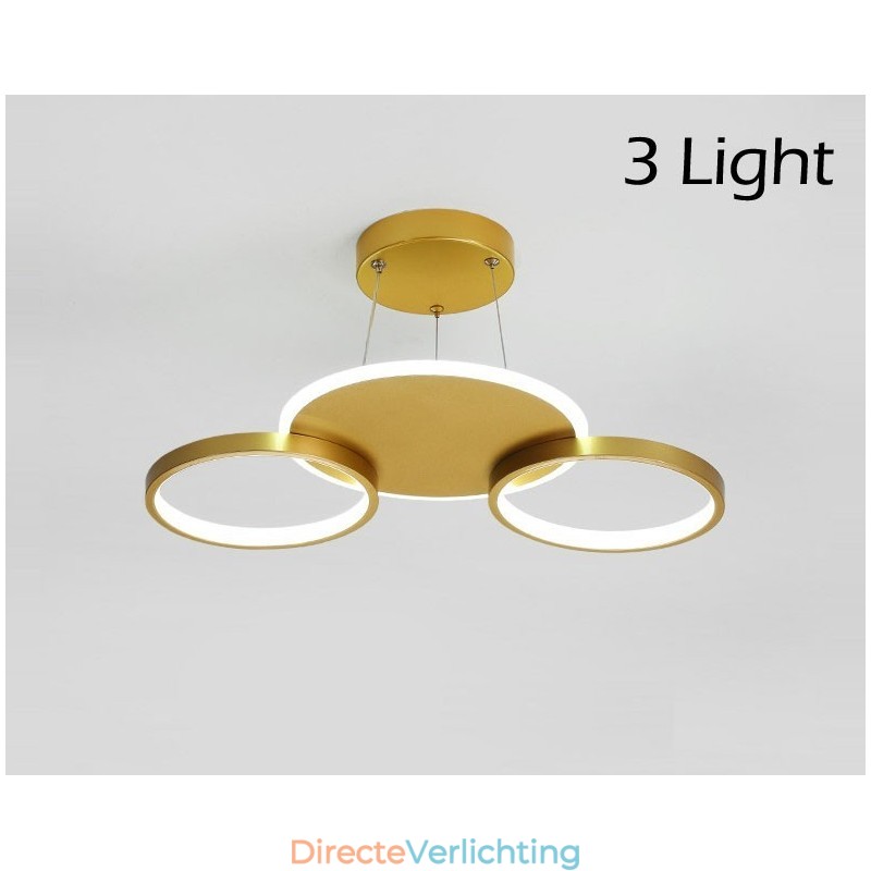 Goudkleurige moderne eigentijdse Scandinavische stijl cirkelvormige plafondkroonluchter met afstandsbediening, kan ook als wandlamp worden gebruikt