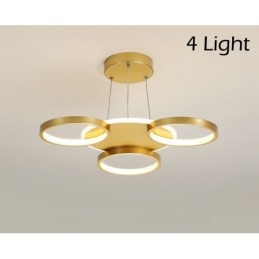 Goudkleurige moderne eigentijdse Scandinavische stijl cirkelvormige plafondkroonluchter met afstandsbediening, kan ook als wandlamp worden gebruikt