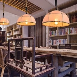 Retro handgemaakte henneptouw countryard kroonluchterlamp in industriële landelijke stijl