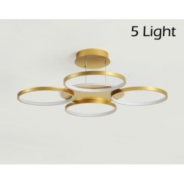 Goudkleurige moderne eigentijdse Scandinavische stijl cirkelvormige plafondkroonluchter met afstandsbediening, kan ook als wandlamp worden gebruikt