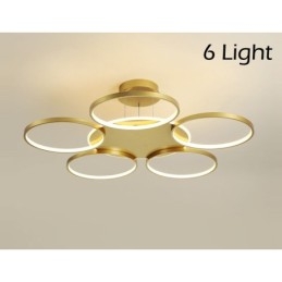 Goudkleurige moderne eigentijdse Scandinavische stijl cirkelvormige plafondkroonluchter met afstandsbediening, kan ook als wandlamp worden gebruikt