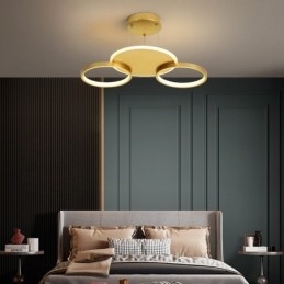 Goudkleurige moderne eigentijdse Scandinavische stijl cirkelvormige plafondkroonluchter met afstandsbediening, kan ook als wandlamp worden gebruikt
