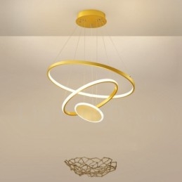 Drie cirkels modern design drie ringen gouden hanglamp met afstandsbediening