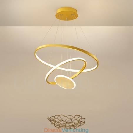 Drie cirkels modern design drie ringen gouden hanglamp met afstandsbediening Drie cirkels modern design drie ringen gouden hanglamp met afstandsbediening