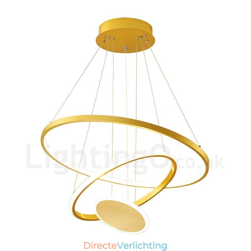 Drie cirkels modern design drie ringen gouden hanglamp met afstandsbediening