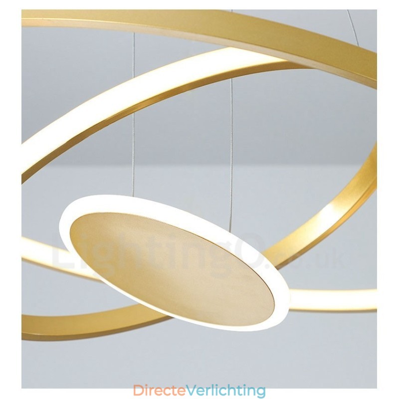Drie cirkels modern design drie ringen gouden hanglamp met afstandsbediening