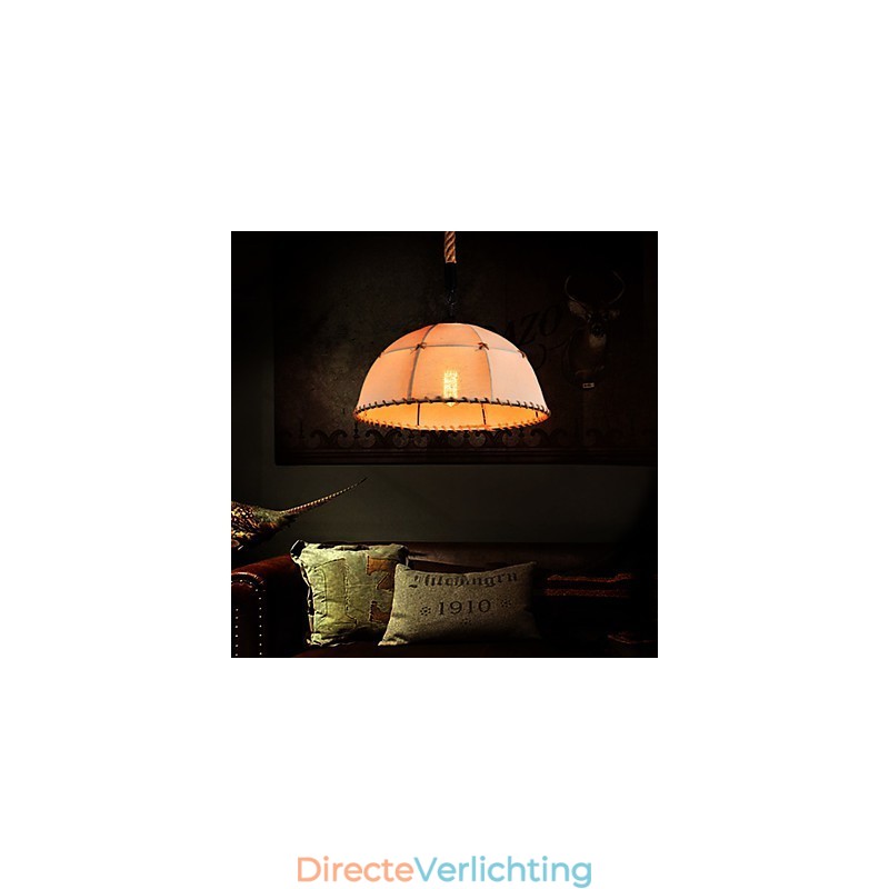 Retro handgemaakte henneptouw countryard kroonluchterlamp in industriële landelijke stijl