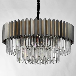 Luxe postmoderne zwarte en gouden ronde K9-kristallen hangkroonluchter tentoonstellingshal