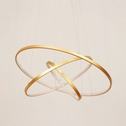 Dimbare hanglamp met afstandsbediening, goudkleurig, modern design, drie ringen