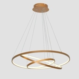 Dimbare hanglamp met afstandsbediening, goudkleurig, modern design, drie ringen
