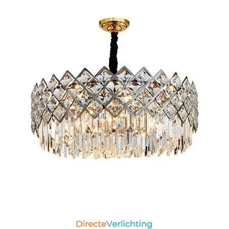 Luxe postmoderne zilveren ronde K9-kristallen hangkroonluchter Luxe postmoderne zilveren ronde K9-kristallen hangkroonluchter