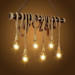 Vintage traditionele klassieke Scandinavische stijl henneptouw kroonluchter