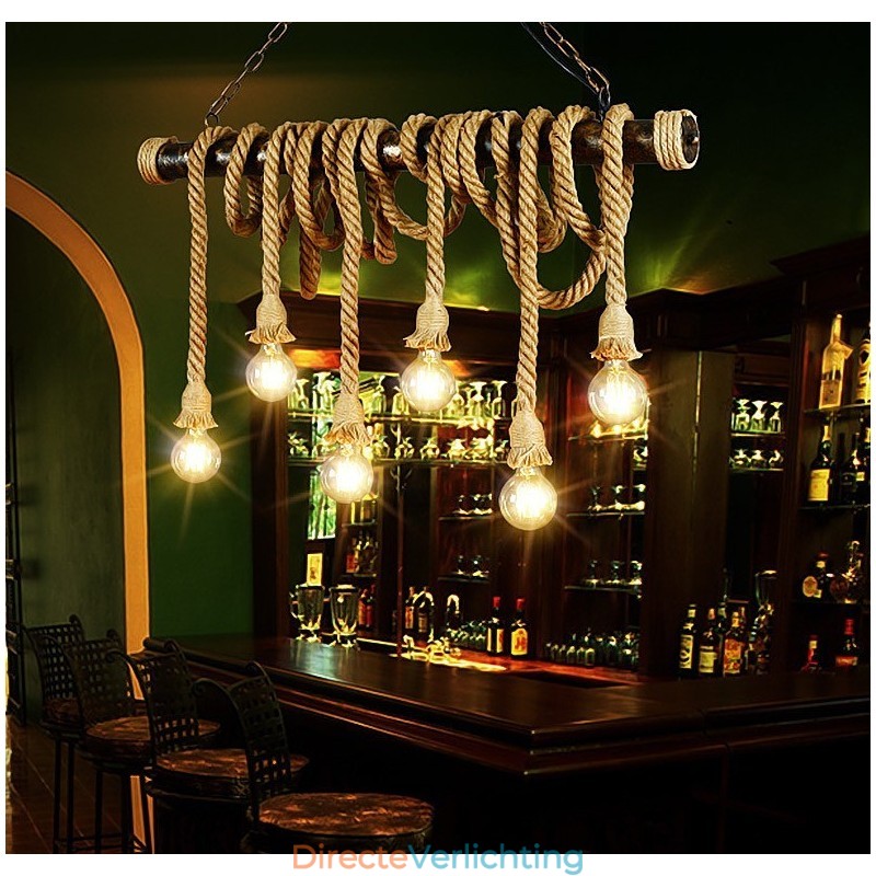 Vintage traditionele klassieke Scandinavische stijl henneptouw kroonluchter